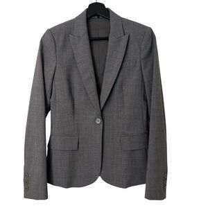 Theory Gabe Wool One Button Blazer Charcoal Grey 2 Professional Office Classic